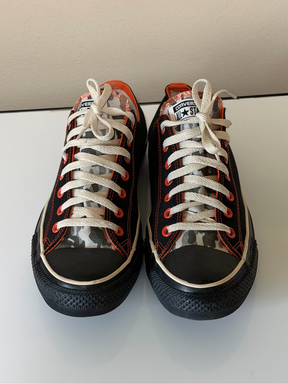 Converse Black & Orange Camo Low-Top Sneakers